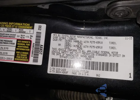 2016 Toyota Tundra Limited 5.7L V8 from USA, damaged, VIN 5TFHW5F11GX517419